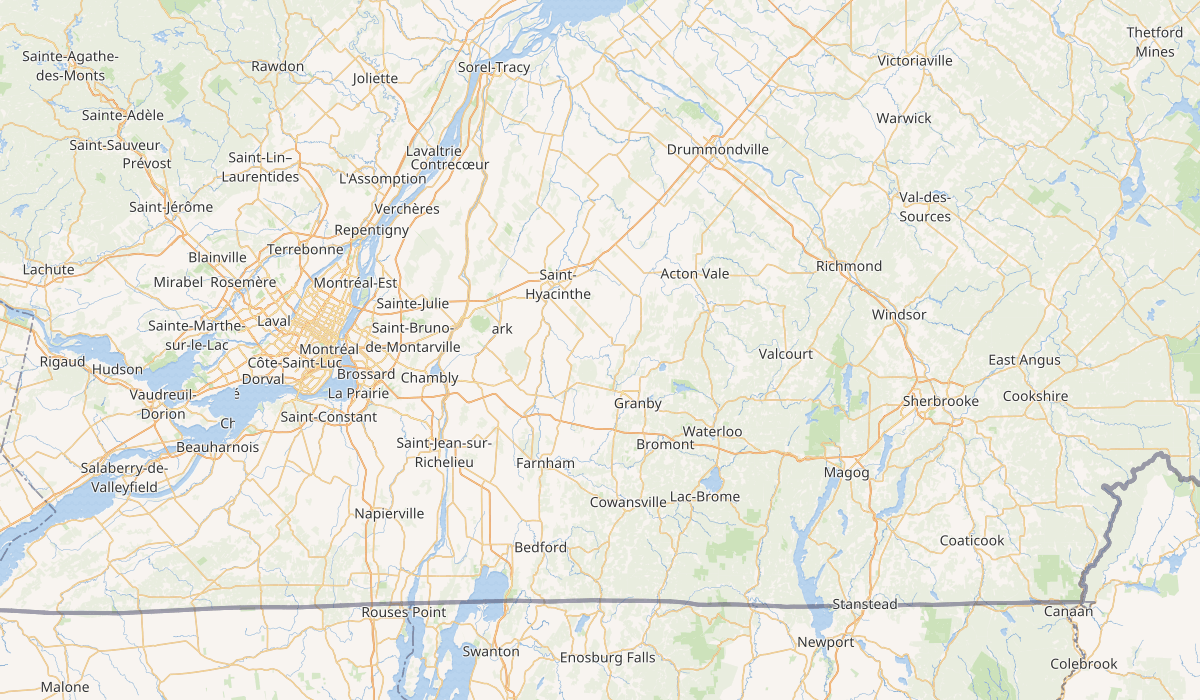 Carte de la zone desservie : Montréal, Laval, Rive-Nord, Rive-Sud et Sherbrooke